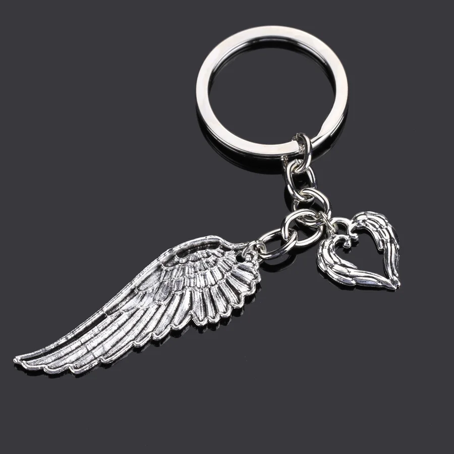 Angel Wings Heart Key Chain Love Cute Bag Vintage Feather Women Keychain Fashion Female Jewelry Gift