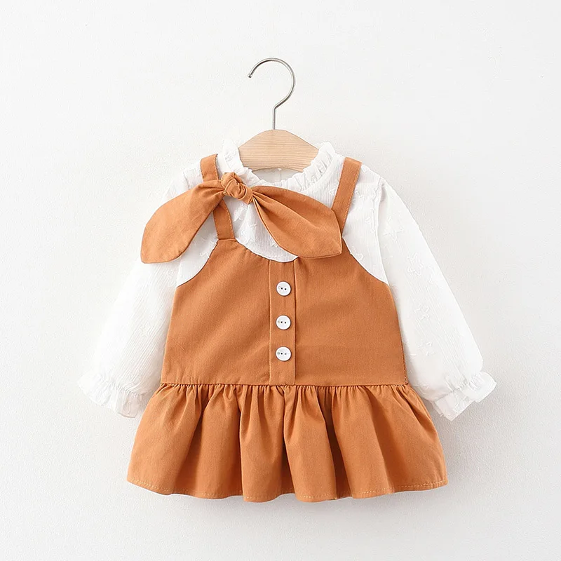 Autumn Baby Girl Dress New Autumn Sweet Princess Ruffles Dresses Cute Kids Long Sleeve Clothing Baby Girl Lovely Bow Outfits