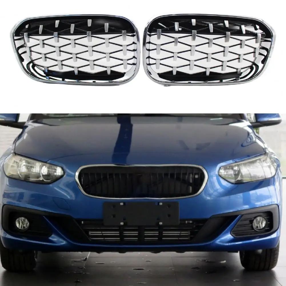 2Pcs Center Grille Anti-scratch Replacement Electroplating Front Kidney Grill 51137371685 51137371686 for BMW 1 Series F20 15-17