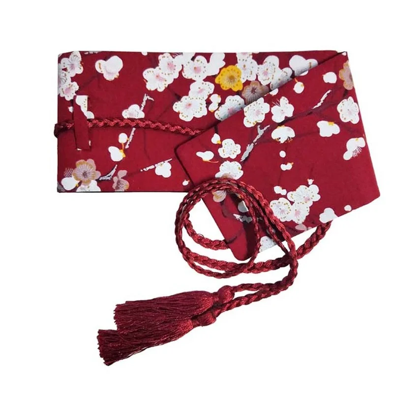 Japanese Traditional Costumes Women Obi Belt Kimono Floral Print Woman Vintage Retro Japan Tassel Decoration Accessories