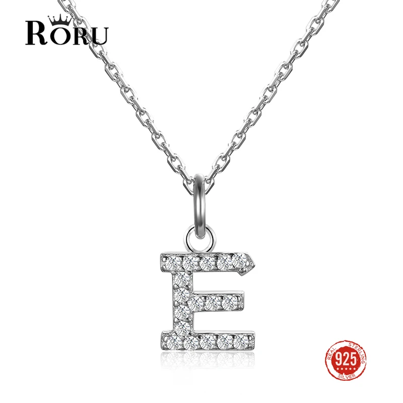 Real 925 Sterling Silver A-Z 26 Letters Pendant Necklaces For Women Chain Jewelry Shiny Cubic Zircon Lovers Confession Gifts