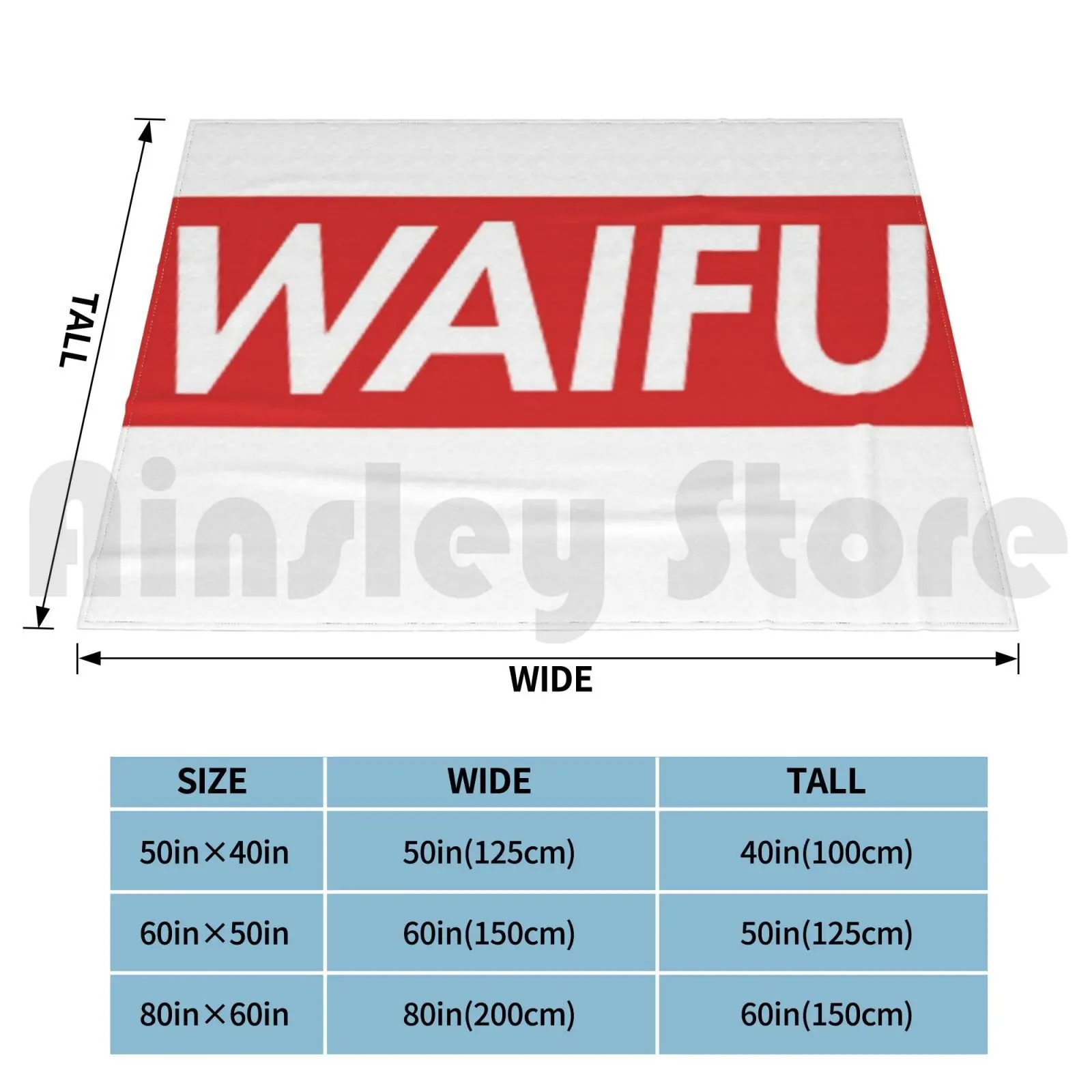 Waifu Logo Blanket Fashion Custom Waifu Anime Anime Girl Meme Funny Hypebeast Funny Meme Satire Ironic Red Waifu