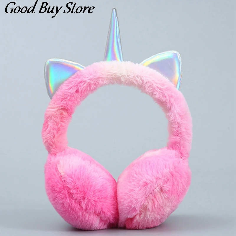 Cute Unicorn Earmuffs Ear Muffs Women Kids Lovely Cat Ears Warmer Plush Headband Fur Headphones Winter Cycling Fluffy Earflap