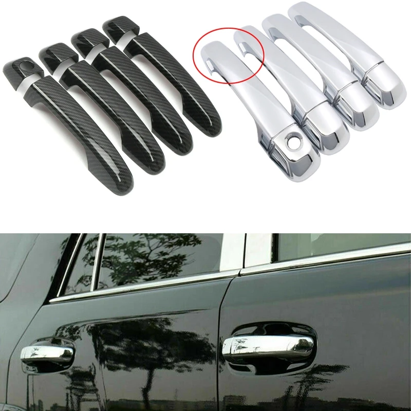 

For Toyota 4 RUNNER/HILUX SURF 5th N280 2010~2019 Car Door Handles Cover Overlays Protection Chrome/Carbon Fiber Style