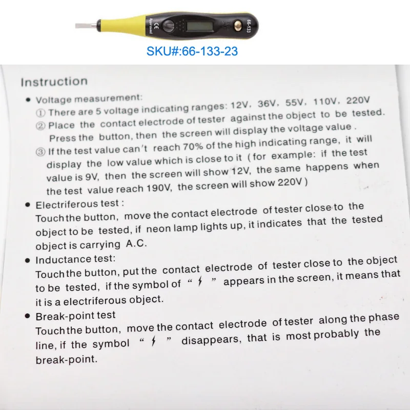 Imagem -04 - Stanley Peças dc ac Detector de Tensão Elétrica Atual Caneta Tester Sensor Volt Teste Circuito Digital com Bateria de Néon Livre