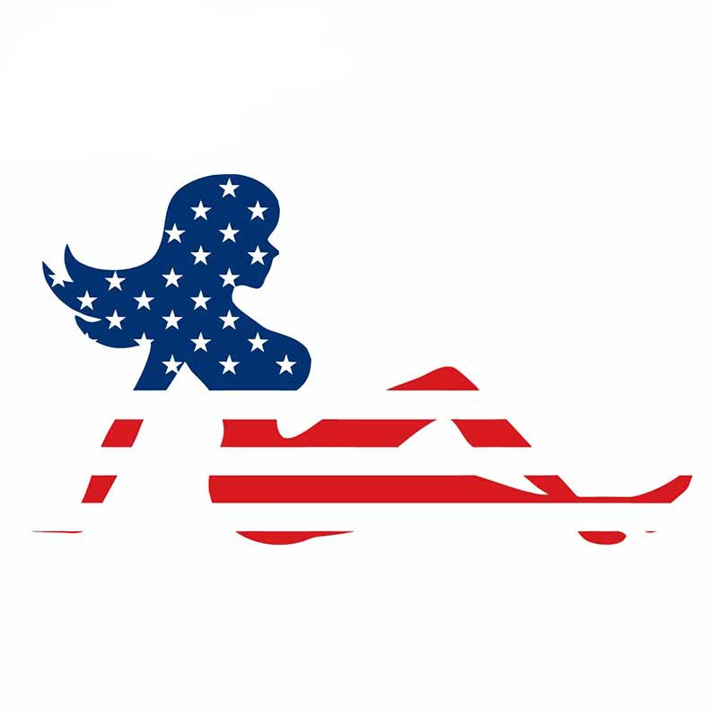 13cm X 7cm For Mudflap Girl American Flag Car Stickers PVC Fine Decal Surfboard Waterproof Scratch-Proof Decor