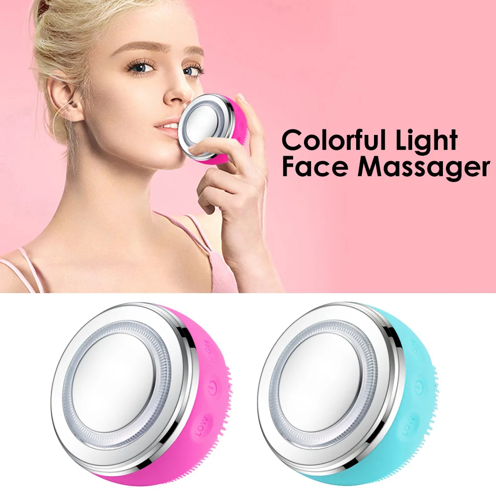 EMS Photon 2 In 1 Rejuvenate Skin Beauty Device Rechargeable Waterproof Facial Brush Sonic Silicone Massager Equipment