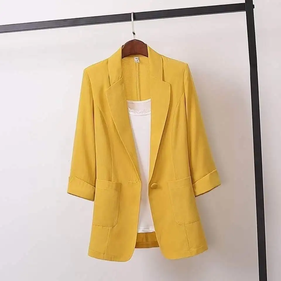 2024 Sommer koreanische Freizeit mäntel lose Frauen Blazer dünne Büro Dame übergroße 5xl Oberbekleidung weibliche Grund mantel & Jacken ke1130