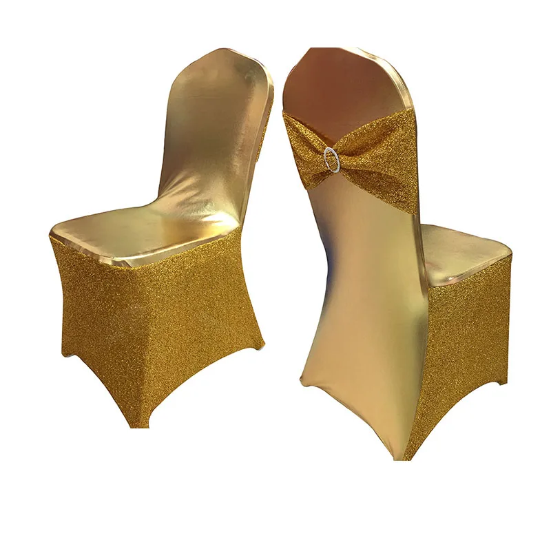 

100PCS/Lot Sequins Glitter Shiny Spandex Gold Silver Chair covers Party Wedding Banquet Chair cover Hotel Home Decoration