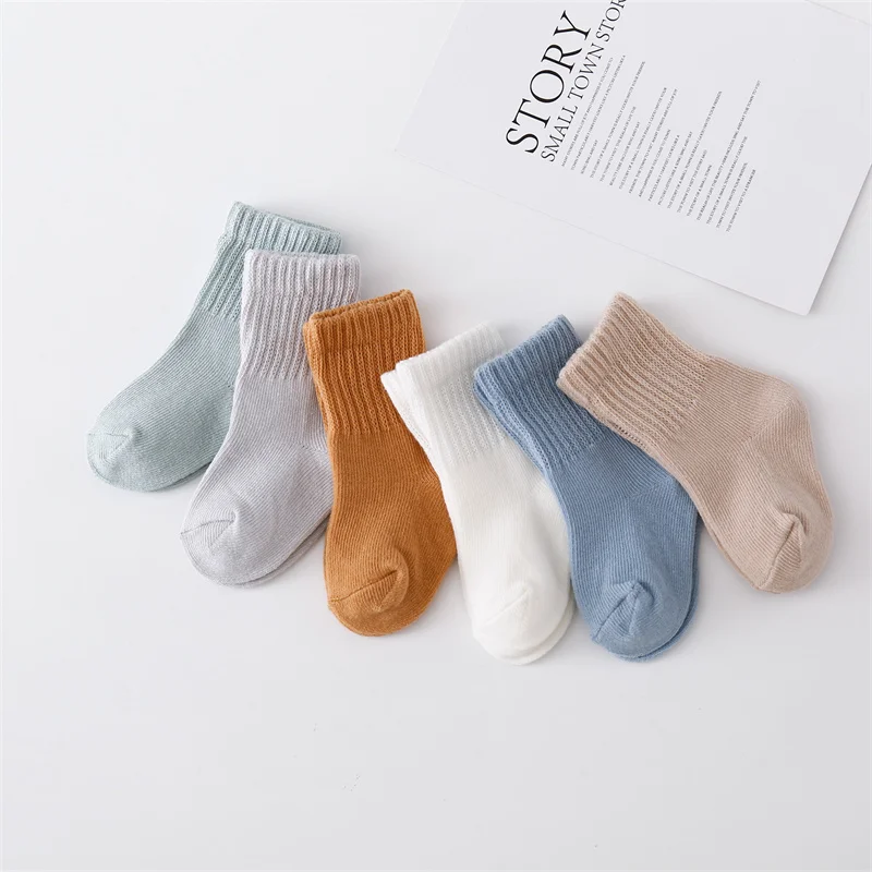 Lawadka 0-12Month Newborn Baby Boy Girl Sock Cotton Solid Soft Infant Socks for Girls Boys Spring Autumn Korea Style 6Pairs/set