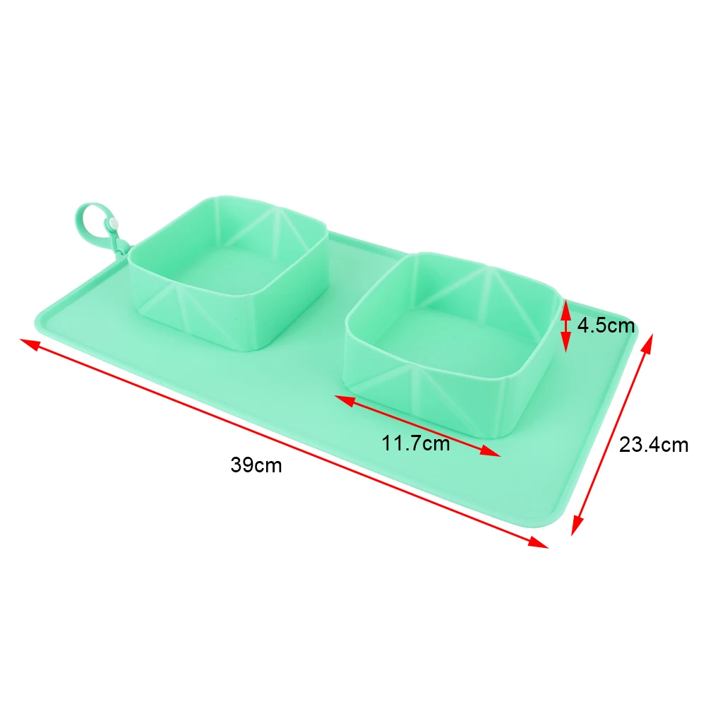 Tigelas duplas para cães e gatos Alimentador de água de silicone Tigela portátil para animais de estimação Recipiente de alimentos Dobrável Saco de flanela