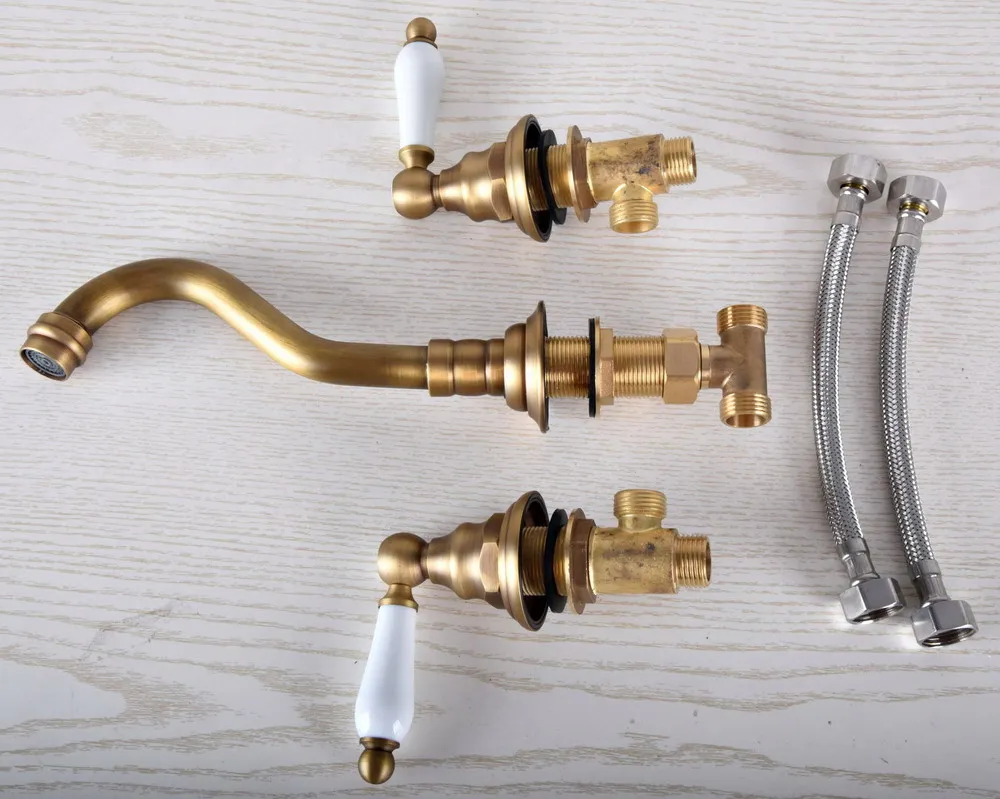 Imagem -06 - Torneira Vintage de Latão com Dois Punhos Torneira de Pia de Lavatório Dsf902