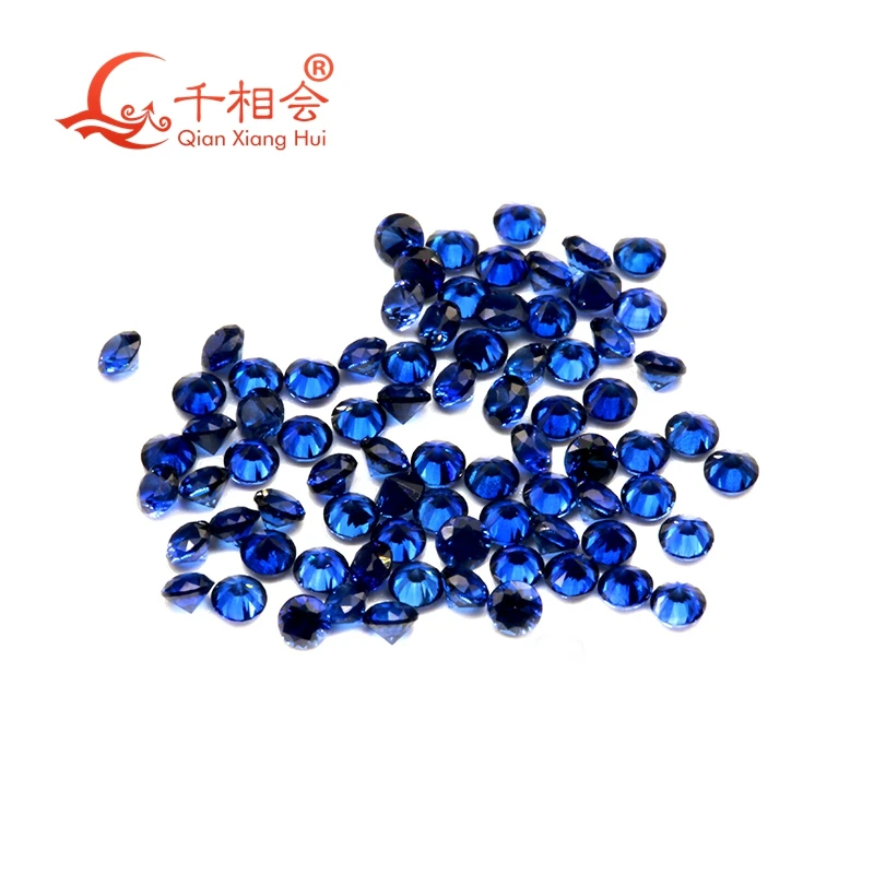 0.8mm to 2mm 34# 35# blue sapphire color round shape synthetic corundum 100pcs per bag for jewelry making