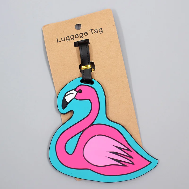 Travel Accessories Cute flamingos Animals Luggage Tag Silica Gel Suitcase ID Addres Holder Baggage Boarding Tag Portable Label