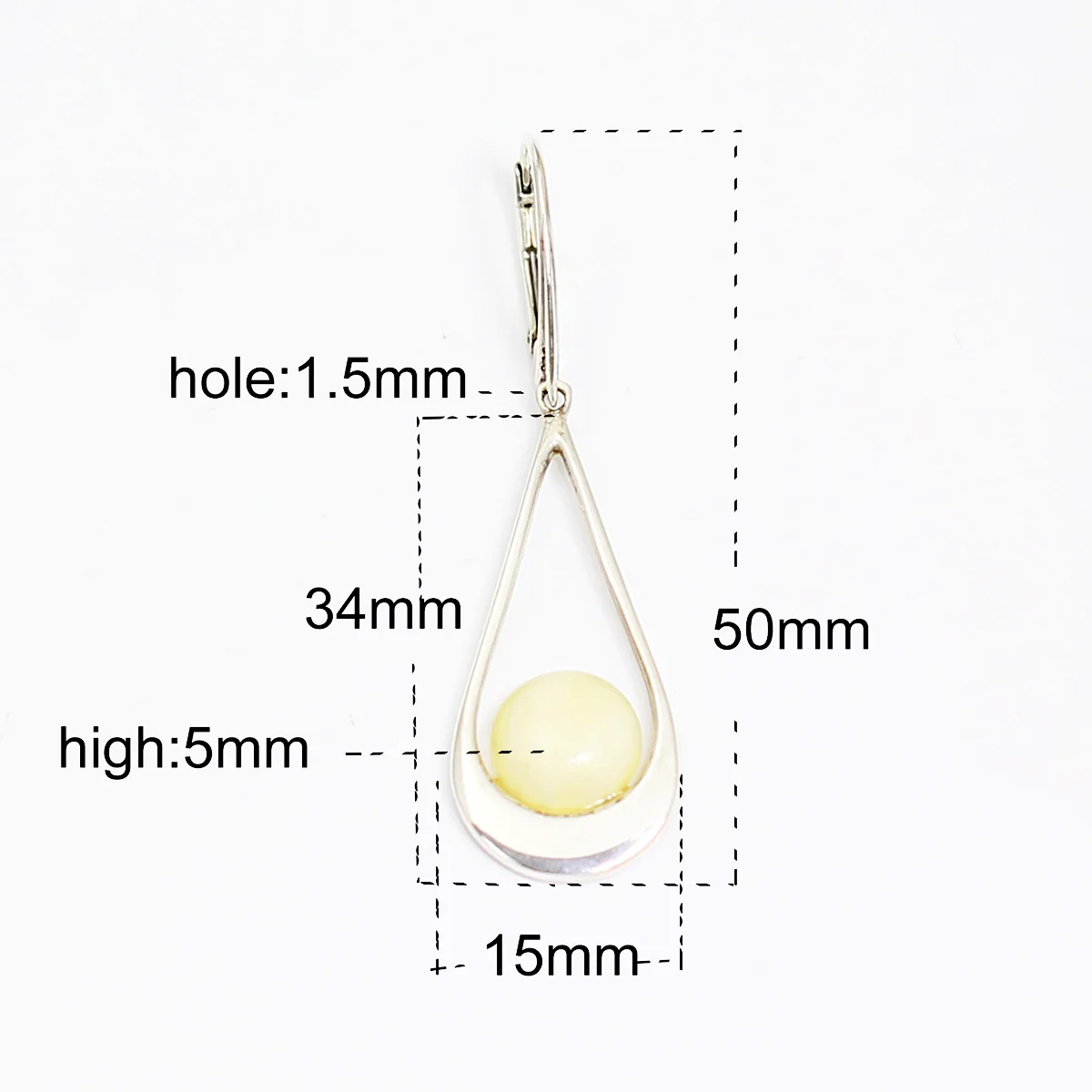 Beadsnice ID39761smt2 Sterling Silver Ball Drop Earrings for Women Bead Beeswax Lever Back Earring Jewellery