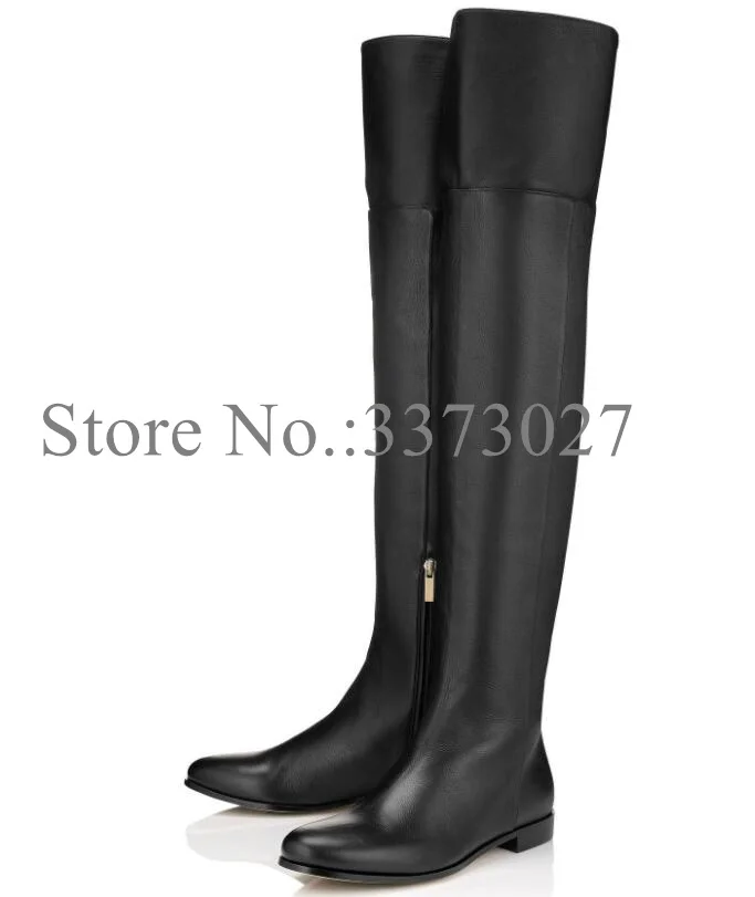 New Brown Leather Woman Flat Long Boots Fashion Black Large Size Lady Over the Knee Boots Sexy Female Casual Boots Dropship