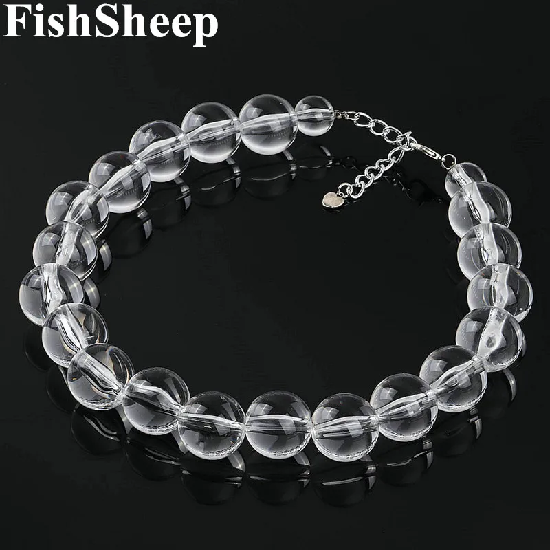 FishSheep Statement Transparent Big Ball Beads Choker Necklace For Women Clear Bead Chunky Collar Necklace 2021 Fashion Jewelry