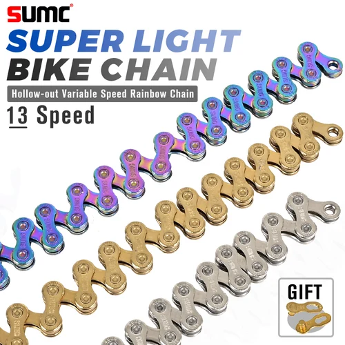 Imagen 2 del producto Cadena de bicicleta SUMC SX13, cadenas de bicicleta de carretera MTB de 13 velocidades 126L 13S con falta de bicicleta de montaña con caja Original, cadenas de 13V