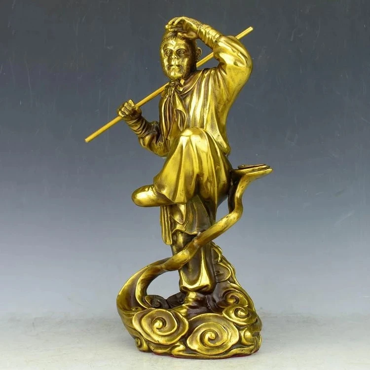 

Chinese precision carving pure brass Monkey King (Myth characters ) statue