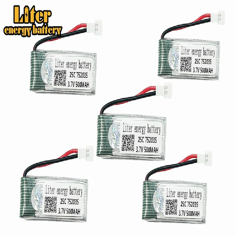 5Pcs Upgraded X4 H107 Ladybird RC Quadcopter 25C 3.7V 500mAh 752035 Lipo Battery 3.7 Lipo For Hubsan X4 H107