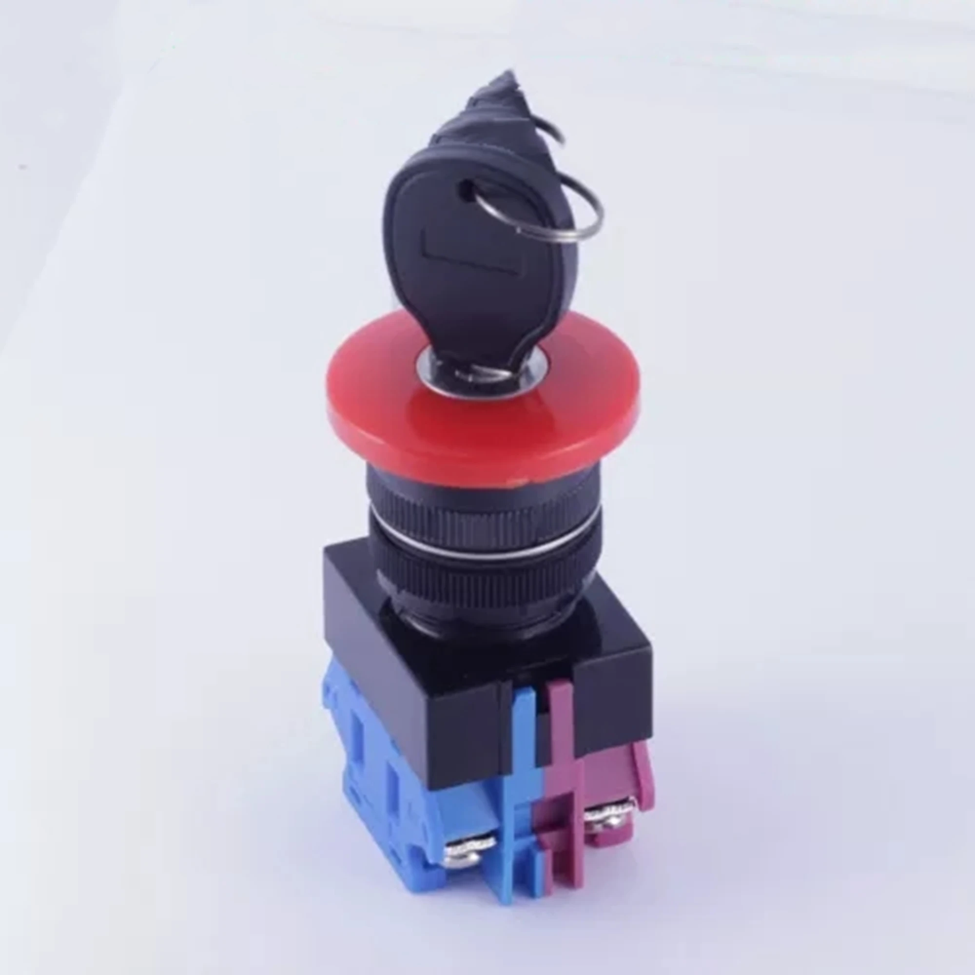 ELEWIND 22mm Screw terminal 1NO1NC 2 Postition maintain  KEY Lock mushroom switch  BLACK  Cap color ( PB222-11YM/21 )