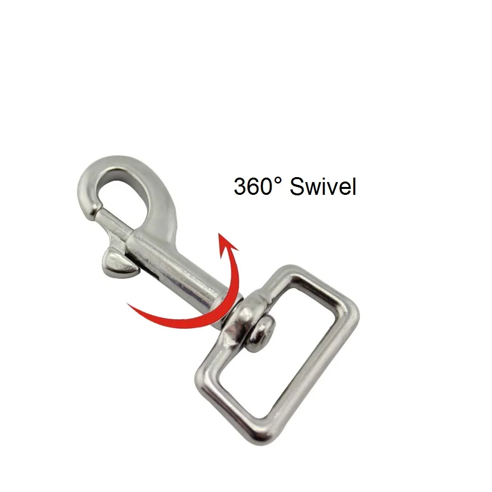 5Pcs 316 Rvs 80Mm Swivel Vierkante Lente Hond Snap Haak Zware Sleutelhanger Snap Haak