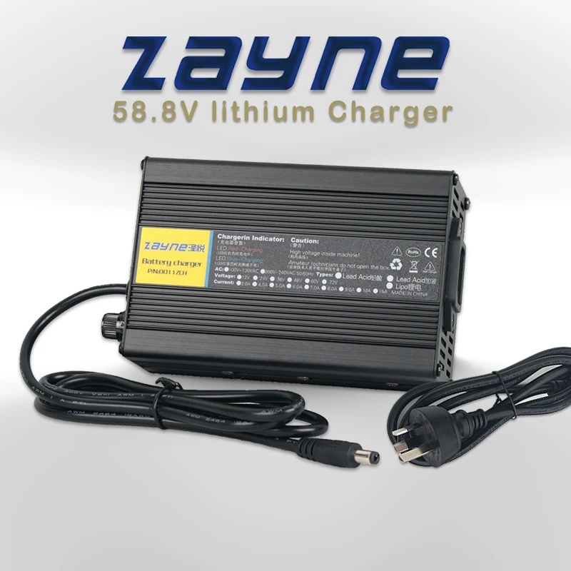 Zapyne 48V 5A 14S 58.8V akumulator litowo-jonowy 100V-240V metaliczny aluminiowa obudowa zastosować akumulator 14S 48v 48.8V