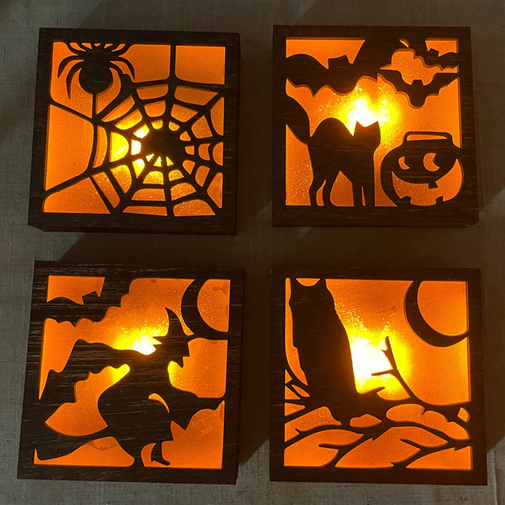 Halloween Decorative Night Lights Wall Art Lamp Box Decor Mural Ornaments Home Room Halloween Decorative Lamp Bar Party Supplies