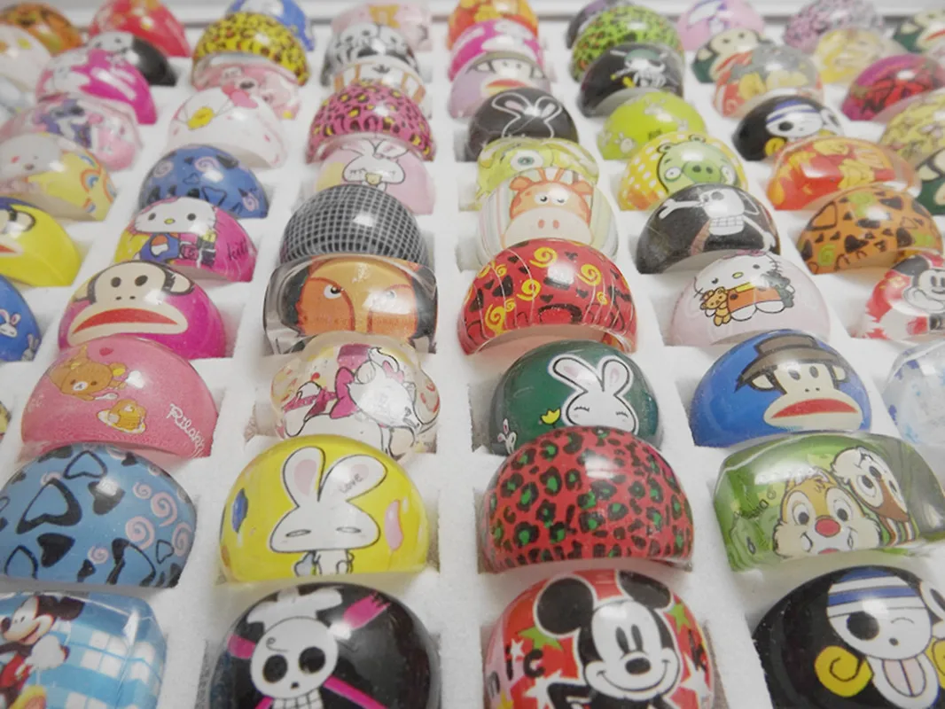 Wholesale 100 pcs fashion Resin Kids /Children\'s mixed style ring party Gift Rings