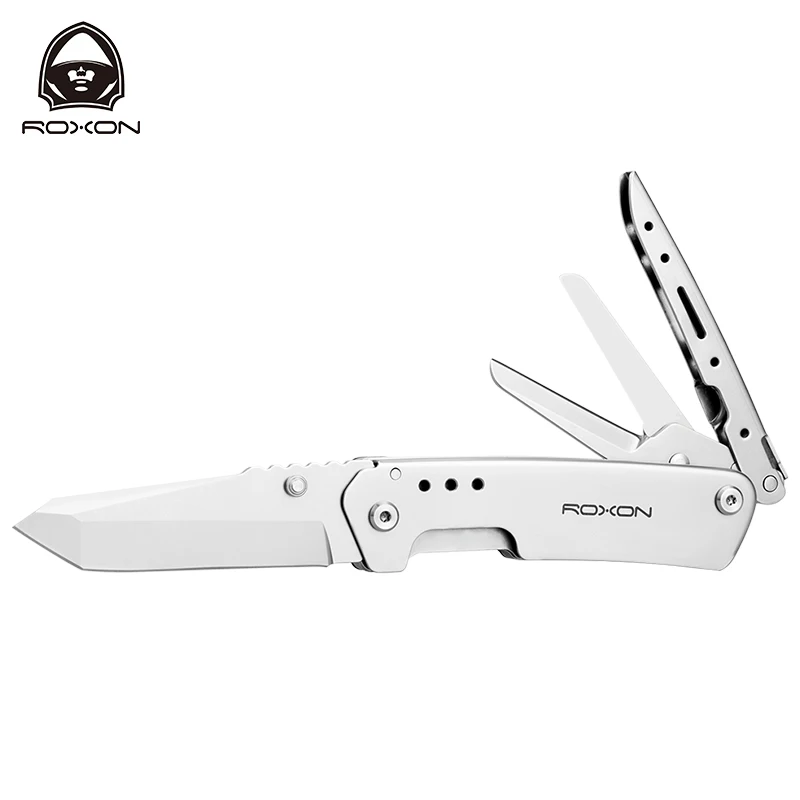 Roxon Folding Pocket Knife and Scissors 2 in 1 EDC Multi tool with Belt Clip, Housework, Needlework, Outdoor, Camping, multitool