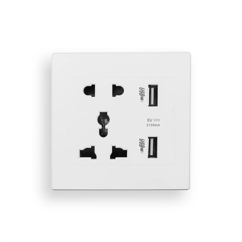 USB Socket Wall Power Outlets with Double USB Port Home Panel Outlet 2.1A 5V Electrical Power Sockets