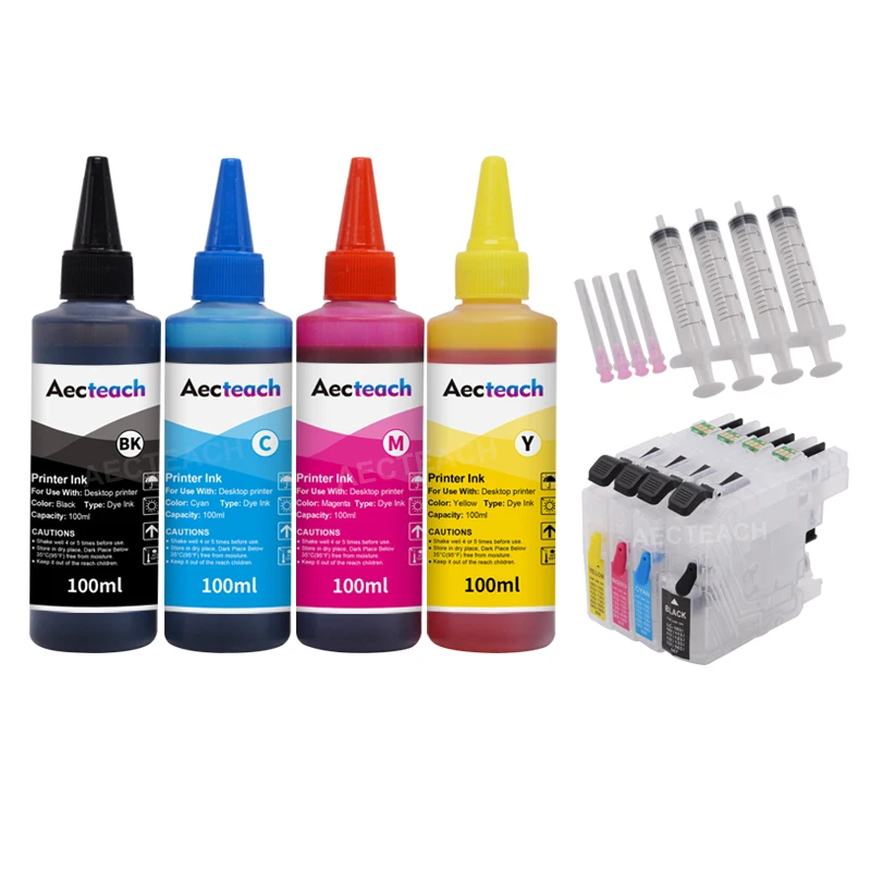 Aecteach new Refill Ink Kit for Brother LC223 Ink Cartridge DCP-4120DW MFC-J4420DW MFC-J4620DW MFC-J4625DW MFC-J480DW MFC-J680DW