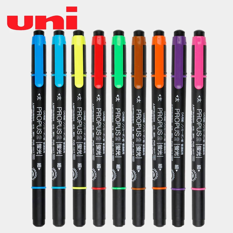 

Uni Pus-101t Fluorescent Pen / Double Head Marking Pen Eye-catching Pen Set with Strong Water and Light Resistance