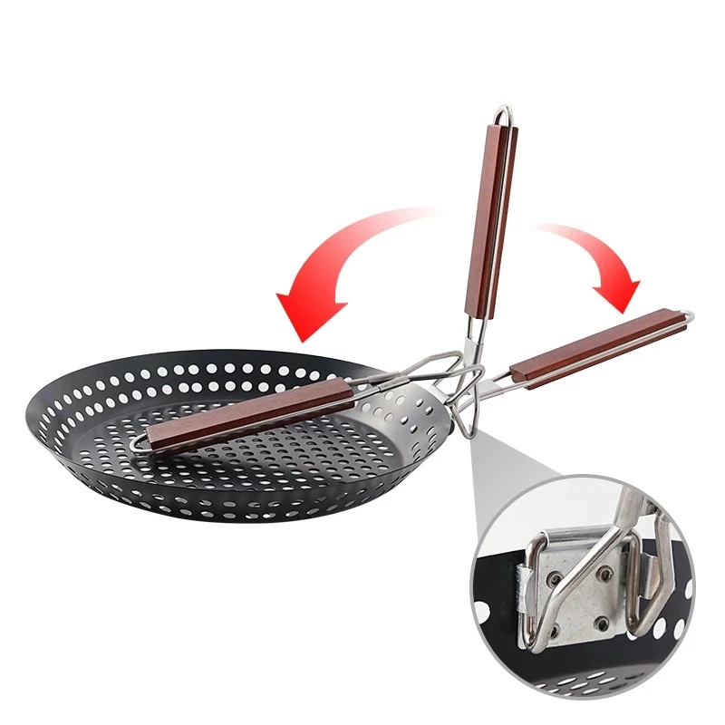 1PC Outdoor Opvouwbare Ronde Barbecue Lade Camping Picknick Multifunctionele Barbecue Grill Lade Opvouwbare Koekenpan Steak Pan