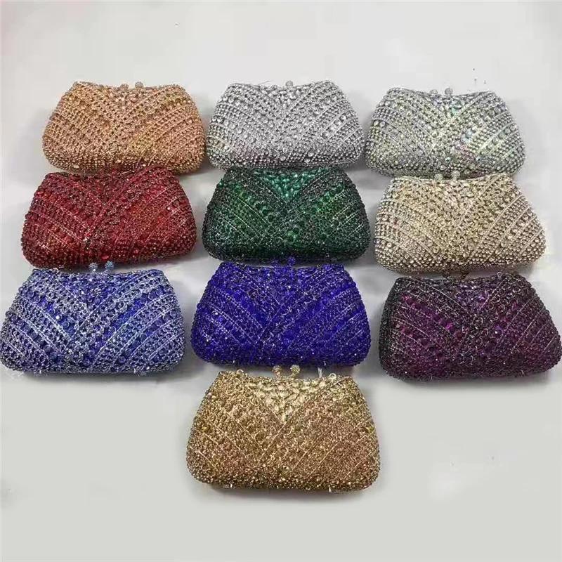 

Stylish Women Rhinestone Evening Bag Luxury Crystal Studded Diamante Designer Clutches Evening Party Purse Ladies Clutch Bag