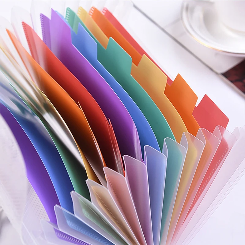 A6 Plastic Portable File Folder Extension Wallet Bill Receipt File Sorting Organizer Office Storage Bag Folders Filing Products