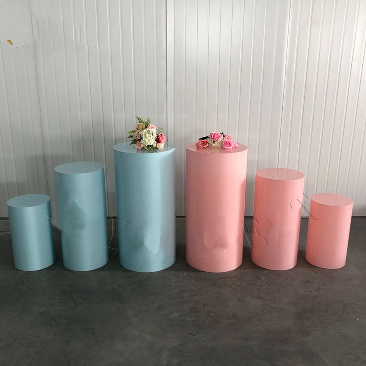 

3pcs/set)Wholesale color round metal pillars pedestal stand wedding plinths for wedding decoration AB1156