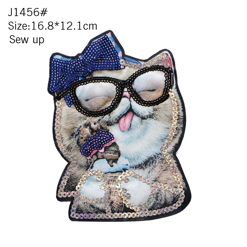 1 Pcs Sequin Superhero Iron Patch Animation Cartoon Animal Dog Cat Clothing DIY Patch Clothing Sticker Sewing Embroidery Badge