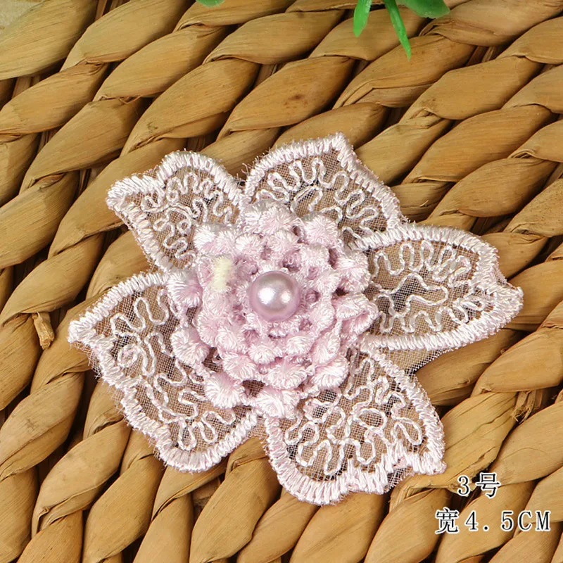 5Pieces 4.5cm Width Embroidered Floral Lace Embellishment Applique Patches Trimming Sewing Supplies for Women