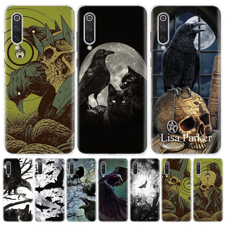 Crow Raven Dark Skull Silicon Call Phone Case For Xiaomi Redmi Note 13 12 12S 11 11S 10 10S 11T 11E Pro Plus 9 9S 9T 8 8T 7 Cove