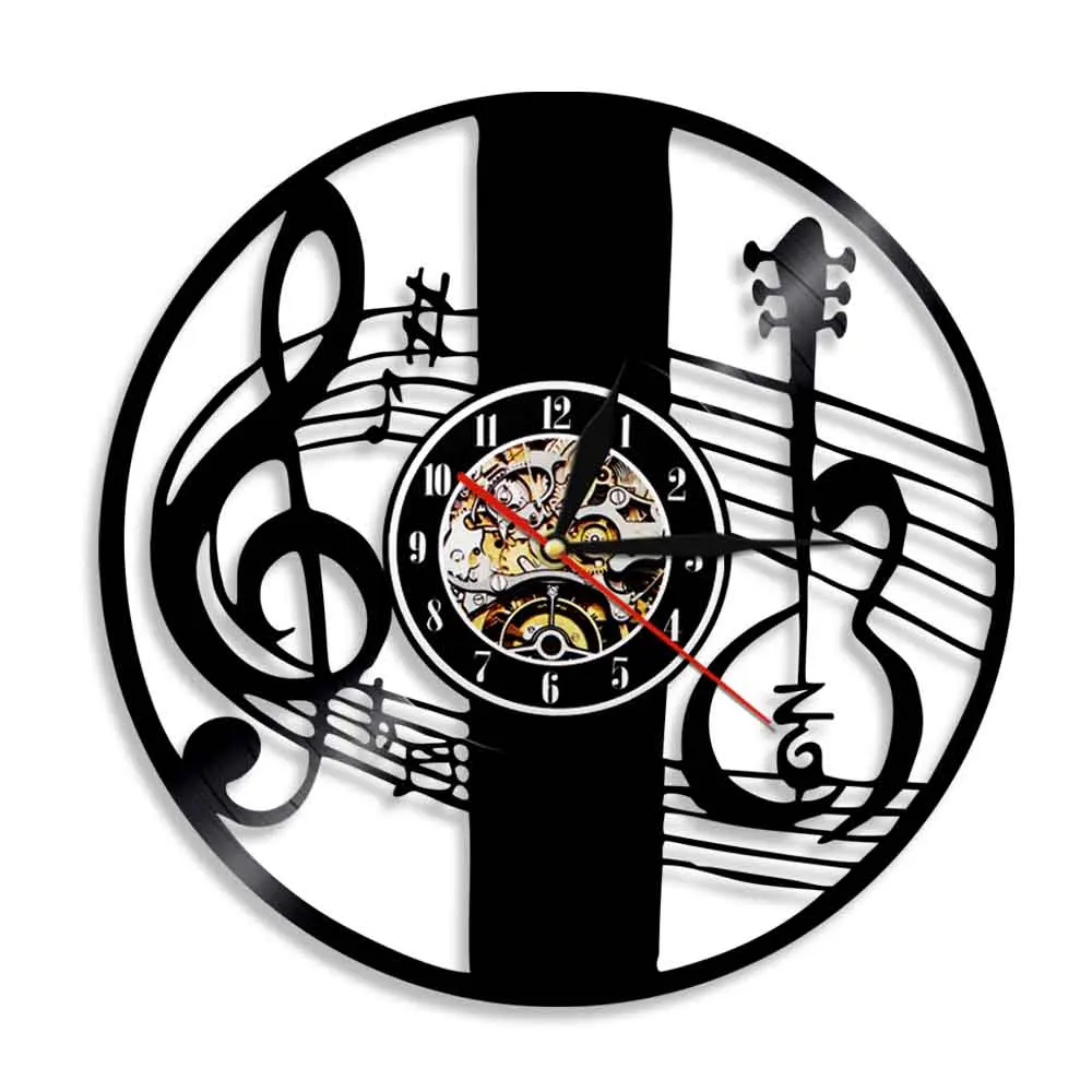 Treble Clef Notes Keys Music Notes Wall Art Decorative Wall Clock Modern Design Vinyl Record Wall Clock Handmade Artwork Decor