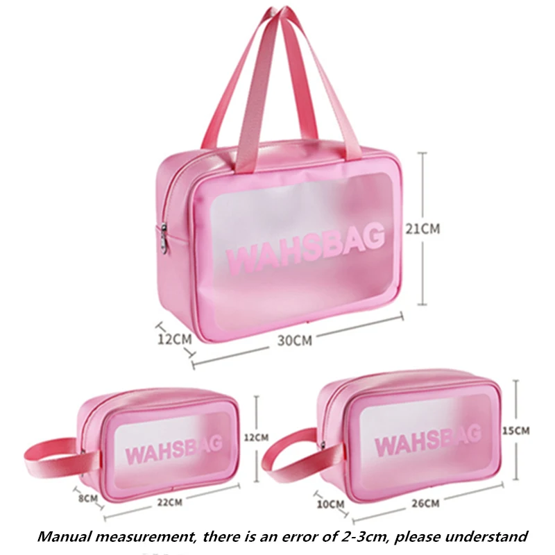 PVC Transparent Makeup Bag Large Capacity Cosmetic Storage Bag Travel Organizer Women Toiletry Wash Bag Waterproof Cosmetic Case