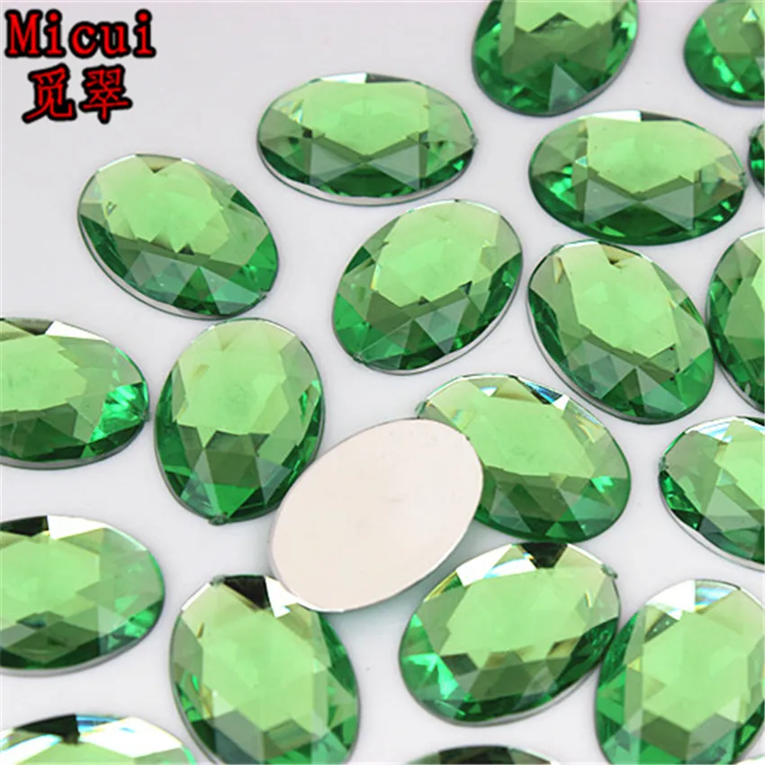 Micui 50PCS 13*18mm Oval Rhinestone Acrylic Flatback Crystal Stones For Jewelry Crafts Clothing Decorations MC205