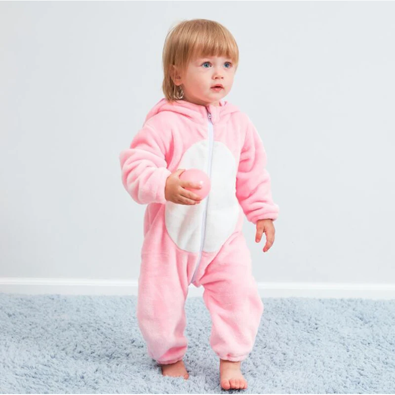 Neue Nette Kinder Babe Rosa Schwein Tier Strampler Neugeborenen Baby Kleidung Für Mädchen Winter Flanell Ropa Bebe Body Kostüm Für neugeborene