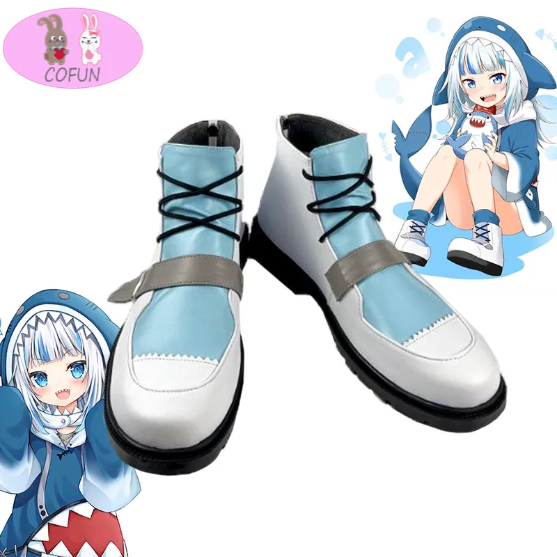 

Hololive Vtuber Gawr Gura Cosplay Shoes PU Leather Shoes Halloween Carnival Boots Cosplay Prop Custom Made women