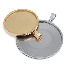 20/35/40mm Stainless Steel Pendant Cabochon Cameo Base Tray Bezel Blank Fit Cabochons Jewelry Making Supplies Wholesale