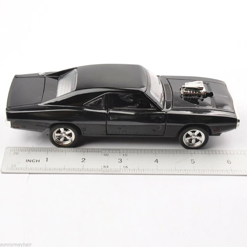 1/32 Diecast Alloy Car Model Minicar Dodge Charger Black Vehicle Toy W/light&sound