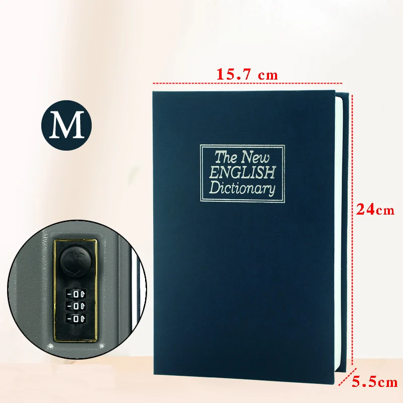 Maat M Engels Woordenboek Boek Kluizen Secret Verborgen Box Code/Key Lock Voor Home Office Cash Sieraden Horloges Metalen beveiliging Box