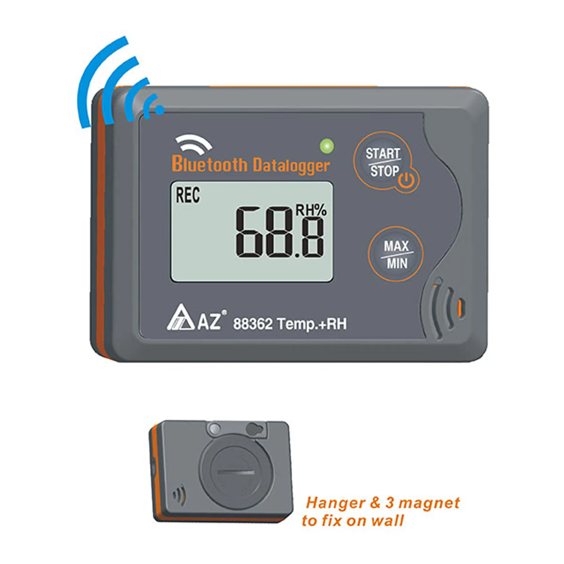 Digital Humidity & Temperature Data Logger AZ88362 Bluetooth 4.0 Thermometer RH% Recorder range -30~70℃ 0.1~99.9% RH