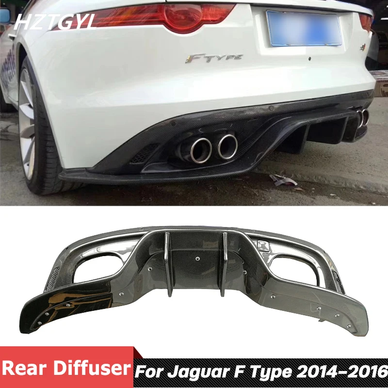 Carbon Fiber Rear Bumper Lip Spoiler Diffuser For Jaguar F Type FT Car Tuning 2014-2016